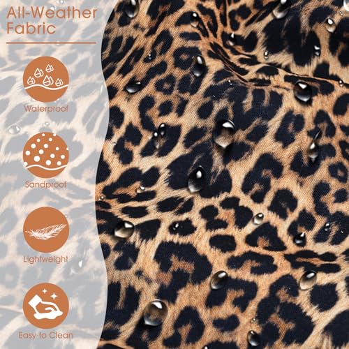 Becokan Beach Bags for Women Canvas Large Beach Tote Bag Zipper Waterproof Sandproof Foldable Swim Pool Bag with 7 Pockets - color: Leopard