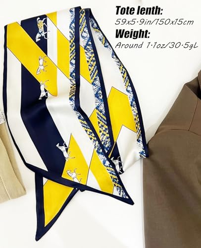 Hioyiwse Head Scarf Hair Neck Scarves For Women Purse Bag Scarfs For Handbags Silky Long Thin Satin Headscarf Fashion - color: B24-yellow Lightning Horse