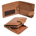 Soft Leather Wallet for Men - Mens Wallet Bifold with Zipper Coin Pocket - Holds Bills, Credit Cards, Coins - Carteras para Hombres Piel - Billeteras de Hombres Cuero Original - RFID Blocking - color: Cognac