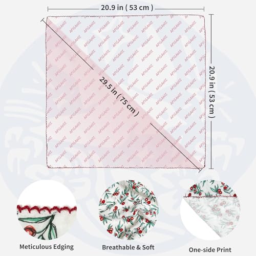 APIGANIZ 4Pcs 21"x21" Cotton Bandanas for Women, Super Soft Textured Fabric, Kerchief, Scarf for Women, Gift for Her - color: Set of 4 - Q02 - Light Neutrals Collection
