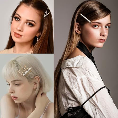 18 PCS Metal Gold Geometric Elegant Hair Barrette Set Hair Styling Fancy Pins Women Girls Preppy Pearls Hair Clips Bridal Minimalist Bobby Pins Dainty Hair Accessories - color: Gold-2