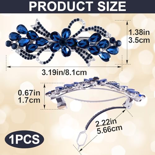 Joez Wonderful Rhinestone Hair Clip Sparkly Crystal Barrettes French Wedding Prom Engagement Pageant First Communion Hair Decorative Accessories for Women Long Hair (Bow Blue, 1 Pcs) - color: Rhinestone Butterfly Blue