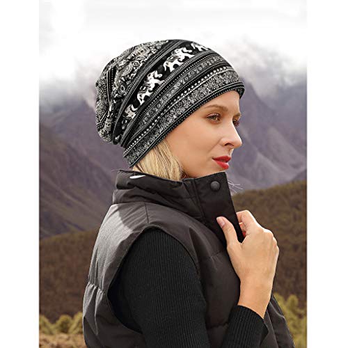 XYIYI Womens Chemo Headwear Hats Cotton Slouchy Beanie Cap Scarf - color: 2pcs Elephant-h