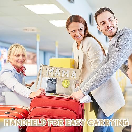 Hillban 2 Pcs Mom Gifts Mama Makeup Bag for Hospital Chenille Letter Pouch Preppy Patch Beach Travel Bags Aesthetic Waterproof Portable Toiletry Storage - style: Mother Theme