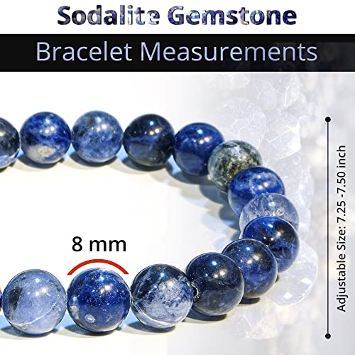 ANAYA AGATE Healing Crystal Bracelet for Women and Men – 8mm Round Beaded Bracelet for Men and Women – Unisex Stretchy Gemstone Bracelet for Healing and Protection - color: Sodalite