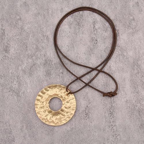 JAOYU Boho Necklace for Women Large Pendant Necklace Boho Long Choker Leather Gold Necklace Vintage Earthy Jewelry Trendy - style: Boho Long Pendant Necklace