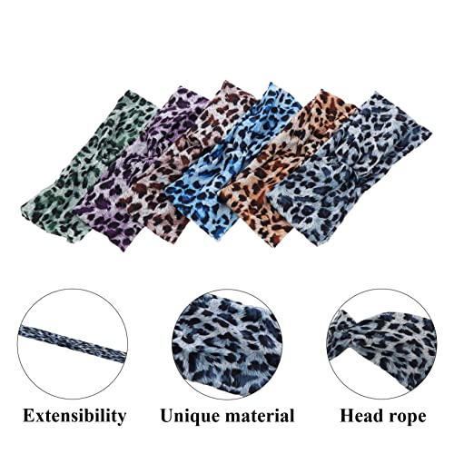 Woration Headband Yoga Leopard Print Cross Wide Elastic Headwear Head Wrap Hairband Twist Turban Knot Headpiece Hair Accessories for Women, Girls - Light Blue - color: Leopard A