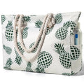 Clothirily Beach Bag for Women - Large Beach Tote Bag, Waterproof Sandproof Beach Bag with Zipper, Large Swim Pool Beach Tote - color: Pineapple