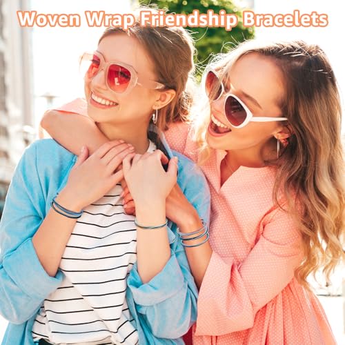 Oubaka 12pcs Woven Wrap Friendship Bracelets Handmade Braided Bracelet Adjustable Colorful String Bracelet Boho Bracelets Handmade Boho Braided Friendship Anklets for Women Men Christmas Party Gifts
