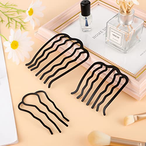 8 Piece U-Shape Hair Combs for Women's French Twist Updo and Bun Vintage Styling (Black) - color: Black