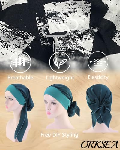 Chemo Headwear for Women Head Scarf Headwraps Silky Soft Turbans for Women Cancer Hats Chemo Beanie Coverings Scarves - color: C Black and White