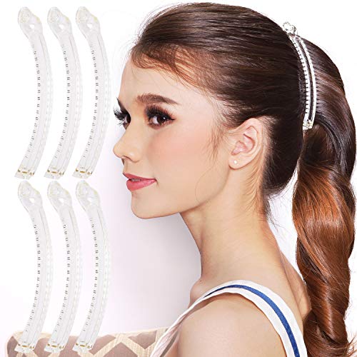 RC ROCHE 6 Pcs Banana Hair Clip Thin Hair Fine Ponytail Maker No Slip Small Claw for Women Secure Grip Jaw Clamp Cute Strong, Medium Transparent - color: Clear