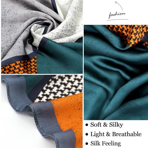 vimate 100% Large Silk Feeling Scarf-Women's Fashion Long Mulberry Silk Satin Neck Scarf Sunscreen Shawl Wrap Headscarf - color: Style 18