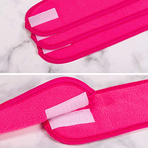 Whaline Spa Facial Headband 4 Packs Head Wrap Terry Cloth Headband Adjustable Stretch Towel Band for Bath, Makeup and Sport (Rose Red) - color: Rose Red