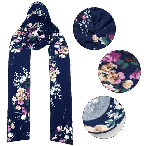 XYIYI Chemo Headwear for Womens Cancer Patients, Head Scarf Chemotherapy Headwraps Hat - color: Navy Blue Flowers