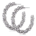 Rhinestone Hoop Earring for Women Sparkly Crystal Wrapped Hoop Dangle Earrings Statement Boho Gold Black Plated CZ Hoop Earring - color: B1: Silver