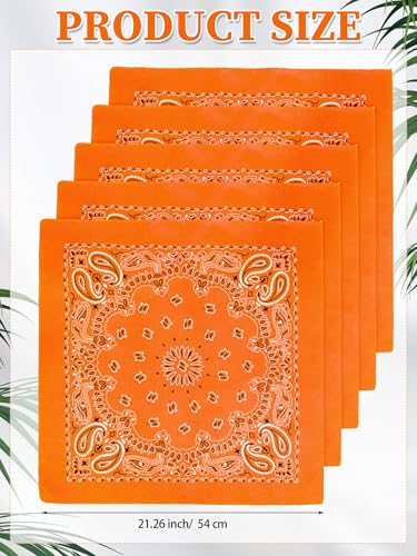 Unittype 36 Pieces Paisley Bandana Cowboy Bandanas Sports Novelty Headband Square Scarf Outdoor for Western Party Costume - color: Orange, style: Classic Style