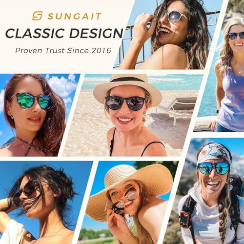 SUNGAIT Premium Vintage Round Sunglasses for Women Men Classic Retro Trendy Style - color: 09 Pink Brown Frame (Glossy Finish)/Polarized Light-brown Lens