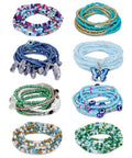 8PCS African Waist Bead Chains for Women Layered Belly Body Chain Handmade Plus Size Beaded Belly Chain Colorful Elastic Flower Butterfly Body Chains Summer Beach Bikini Body Jewelry 31-45in - style: Set C