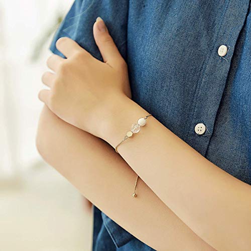Jardme Essential Oil Diffuser Bracelets, 14K Gold Link Bracelets for Women, Birthday Gifts for Women Mom - color: Pink Crystal
