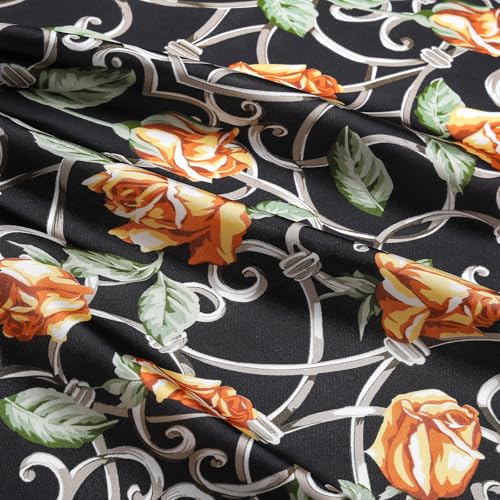 Stlvoll 27.5" Silk Neck Scarf of Women's Fashion Head Scarf Square Neck Satin Scarfs for Bag Hair Scarves Gift - color: Flower/Black