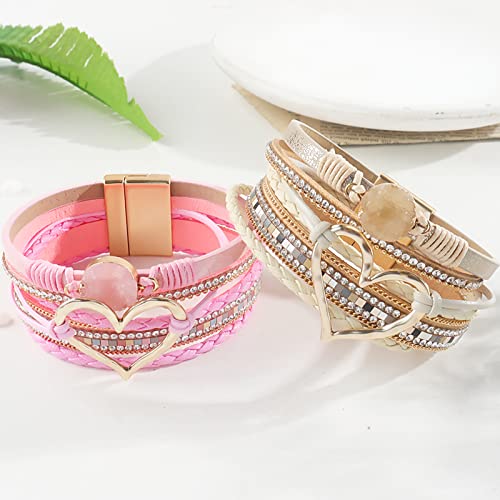 Long tiantian Boho Leather Wrap Bracelets Gifts Trendy Stuff Layered Bangles Bracelets for Women Modern Stackable Infinity Bracelets Bohemian Jewelry Gifts for Women Birthday Gifts - color: C1:Bracelets for Women Trendy(gold)