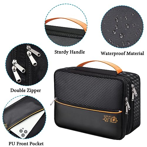 CILLA Electronic Organizer Travel Case, Travel Cord Organizer Case Portable Waterproof Cable Organizer Bag for Charger, Cord, USB, Power Bank, Earphone - color: zipper-black