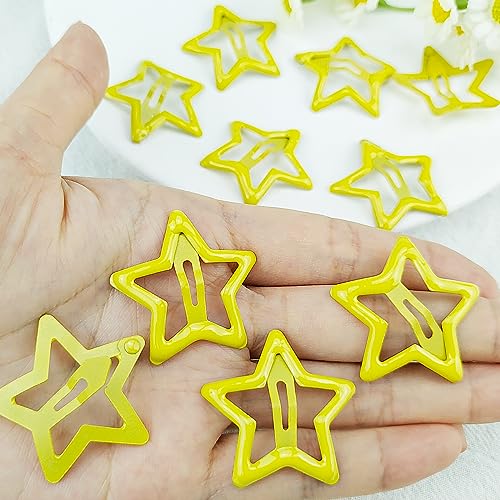 Metal Star Snap Hair Clips Yellow Cute Small Hair Barrettes Y2K Star Hair Clips Hair Access Non-slip Hollow for Women Hairpin Lovely Headpieces for Everyday Fashion and Party 10PCS - color: Style2
