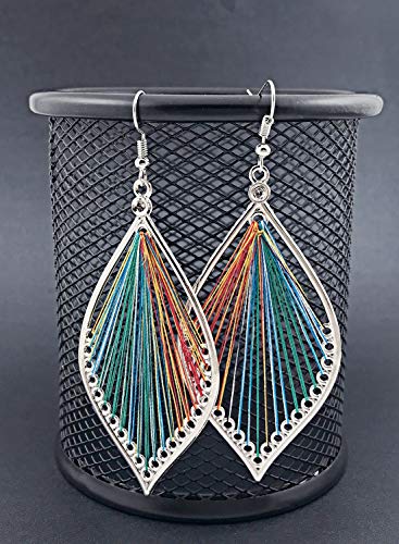 Earrings for Women Colorful Layered Leaf Earrings Bohemian Dangle Drop Tassel Silver Earrings Women Gifts - style: leaf earrings