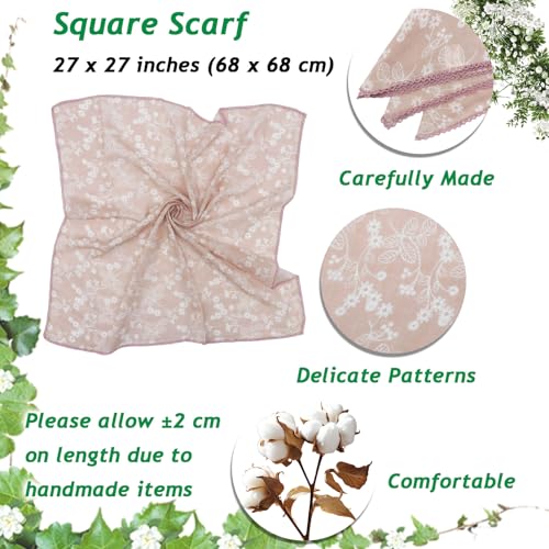 Large Cotton Bandanas for Women, 27 x 27 inch Hair Neck Scarf, Headband Square Scarf - color: N-pink White