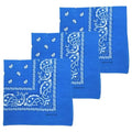 MDSTYLE 100% Cotton Bandana for Men & Women 22" x 22" Paisley Pattern Handkerchief Headband Scarf - color: Blue - 3 Pack