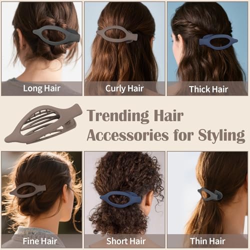 9 Pack Flat Hair Clips for Women, Matte Claw Clips for Thick & Thin Hair, Suitable for Driving (Taupe,Gray,Blue) - color: Taupe/Gray/Blue-Regular