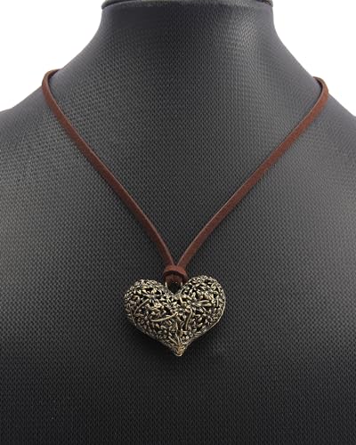 Bohemian Women's Leather Long Pendant Necklace Sweater necklace Adjustable Retro Woven Handmade Jewelry - color: Leather heart-shaped necklace