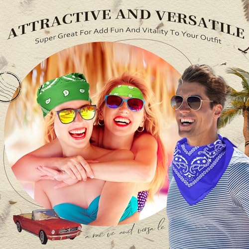 Suhine 24 Pcs Bandanas Bulk for Women Men 22 x 22 Inch Paisley Outdoor Headband Cowboy Handkerchief Summer - color: Fresh Colors