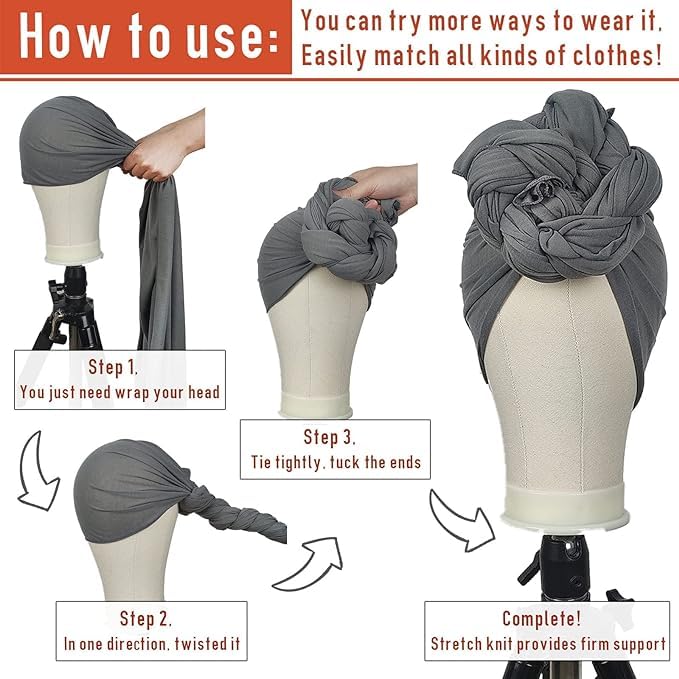 Head Wraps for Black Women African Head Wrap Lightweight for Women Long Plain Turban Hair Scarf Scarves - color: 1 Pc-dark Coffee