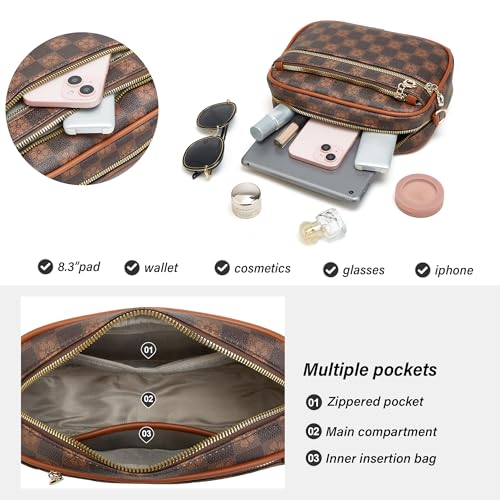 Crossbody Purse for Women Small Crossbody Bags Trendy Vegan Leather with Adjustable Shoulder Straps Gift for Mother Wife Mom - color: Checkered Coffee Minimalism
