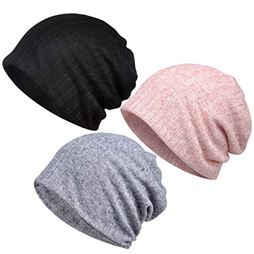 Women's Baggy Slouchy Beanie Chemo Hat Cap Scarf - color: 3 Pack-f