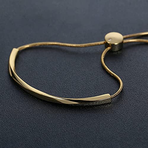 WOWORAMA Adjustable Slider Bracelets for Women Bar Friendship Bangle Bracelet for Women Gold/White Gold/Rose Gold Bolo Bracelet - color: Twist Bar-Gold