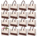 Reginary 12 Pack Canvas Tote Bags Initial Classic Present Personalized Canvas Beach Bag for Wedding, Birthday, Beach(Brown and White) - color: Brown and White