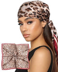 AWAYTR 35” Satin Head Scarf for Women Like Silk Scarf for Hair Scarf Satin Hair Bandana Women Headscarf Hair Wrap Scarf Neck - color: Leopard - Dark Red