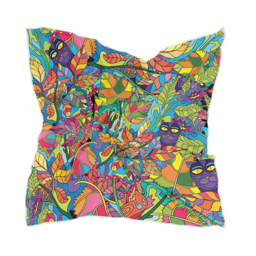 Silk Scarf Women Silk Neckerchief Sleep Wrap Head Scarf Square Headwear Lady Aesthetic Accessory 35.4 * 35.4in - color: Color21