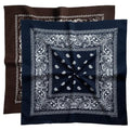 Extra Large Bandana 27” x 27”,100% Cotton bandana for Men and Women，Multi-Purpose Scarf Headbands ，Head Scarfs - color: Brown/Navy Blue