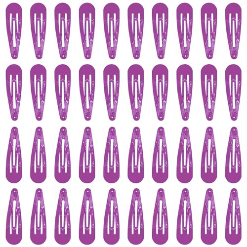 40pcs 2 inch colorful Hair Clips Hair Barrettes Metal Snap Hair Clips Accessories For Women(deep purple) - color: deep purple