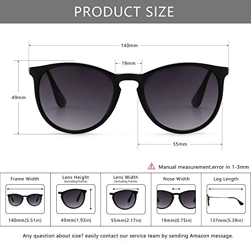 SUNGAIT Premium Vintage Round Sunglasses for Women Men Classic Retro Trendy Style - color: 3 Pack (Polarized): Matte Amber/Brown Gradient+matte Black/Gray Gradient+glossy Black/Sakura Pink