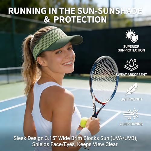 AUSFLUG Sun Visor Hat Men Women - Wide Brim Quick Dry Adjustable Cap, Lightweight for Golf Tennis Pickleball Beach - color: Army Green