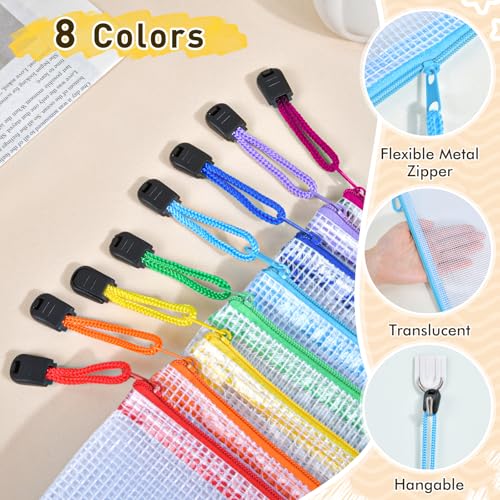 30pcs Mesh Zipper Pouch Bags, 8 Sizes Plastic Zippered Storage Bags for Organizing, Clear Pouches with Zipper, Waterproof Mesh Pouch for Office School Supplies, Home Organize, Travel Storage - style: 30pcs