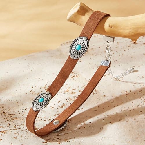 Boho Outfits for Women Boho Necklaces Country Concert Outfits Nashville Western Jewelry Choker Necklaces Long Leather Necklace Western Dress Jewelry Country Cowgirl Accessories Gifts - color: K7-Brown