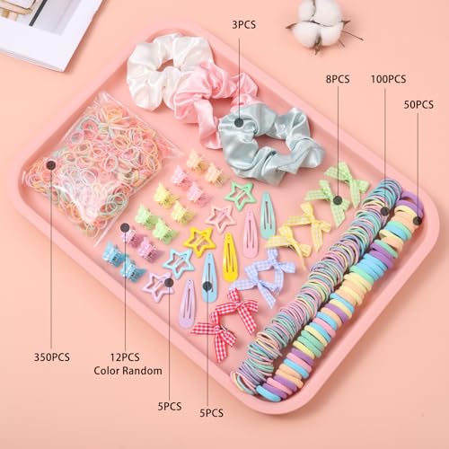 Rosvia 533PCS Hair Accessories Set for Girls,Mini Butterfly Hair Clips and Elastic Hair Ties,Satin Silk Scrunchies,Hair Kit for Toddler Girls - color: Multicolor-3