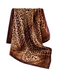 RoseSeek Women's Cheetah Print Silk Head Scarf Leopard Satin Rave Hair Scarf Headband Square Scarves - color: Orange Cheetah