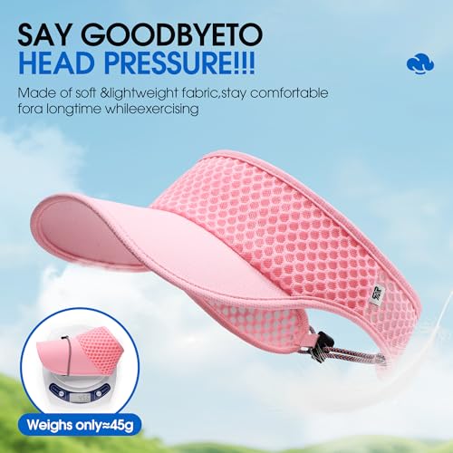AUSFLUG Sun Visor Hat Men Women - Wide Brim Quick Dry Adjustable Cap, Lightweight for Golf Tennis Pickleball Beach - color: Pink